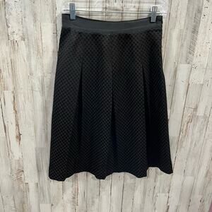Mario Serrani Black Textured Pleated A Line Retro Knee Length Skirt